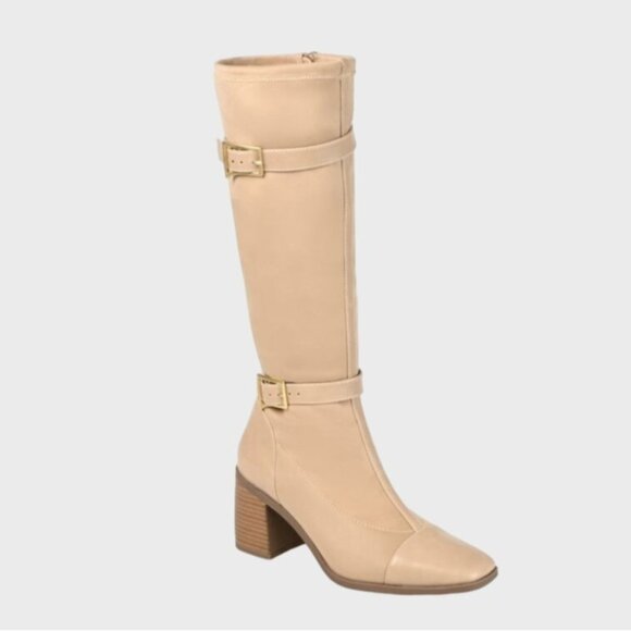 Journee Collection Womens Gaibree Extra Wide Calf Knee High Boots Beige 10 M - Picture 1 of 9